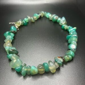 natural green–aqua stone chips (chalcedony or Agate)) necklace